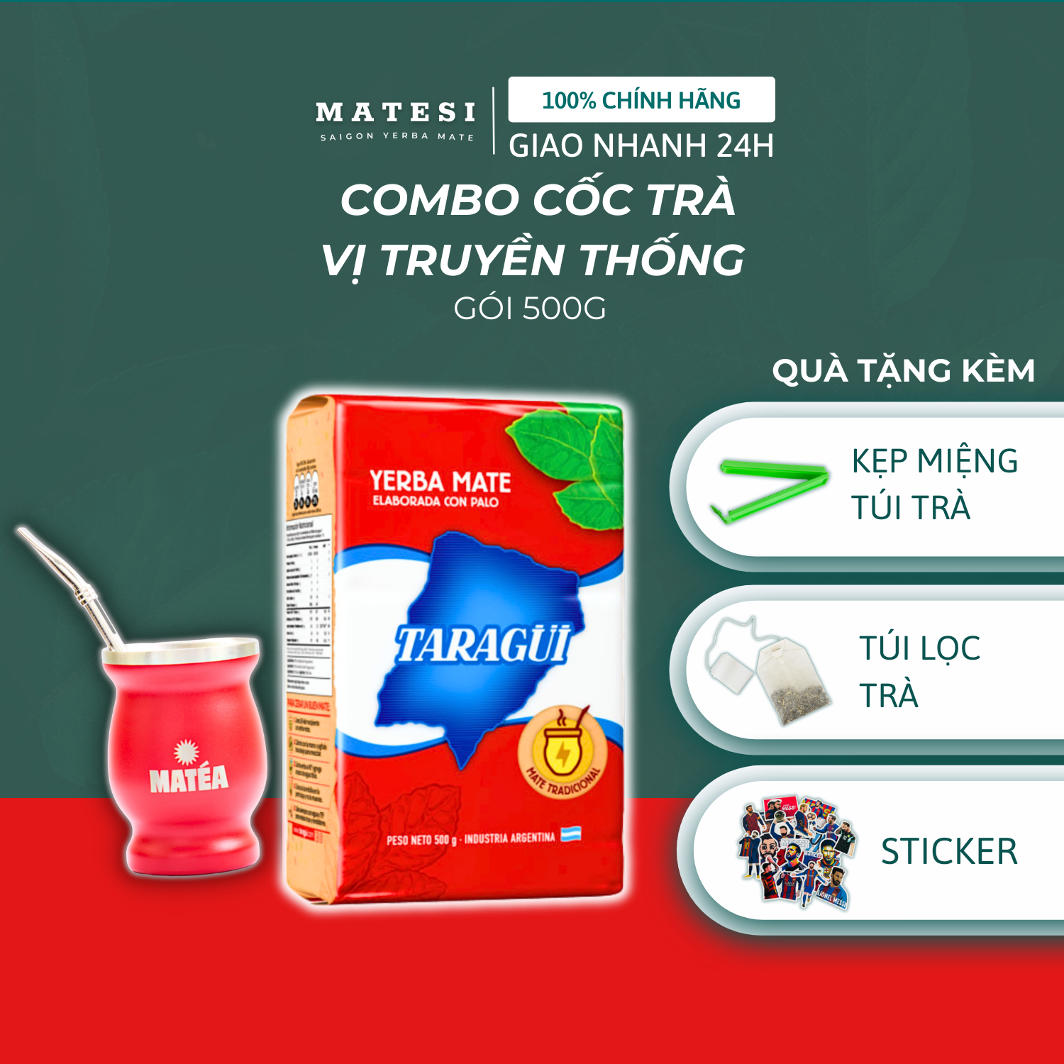 [HCM Yerba Mate] Combo Trà Vị Truyền Thống 500g + Cốc nhập Argentina (Eatclean, giảm cân, Gymer, Detox, giải nhiệt)