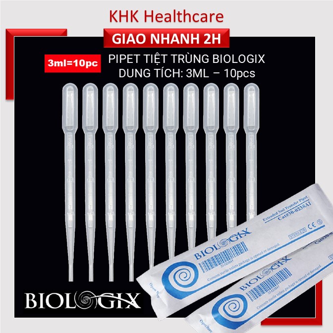 Combo 10 pipet 3ml tiệt trùng- ống bón thuoc, bón sữa cho bé  Biologix hàng xuất Mỹ - KHK Healthcare