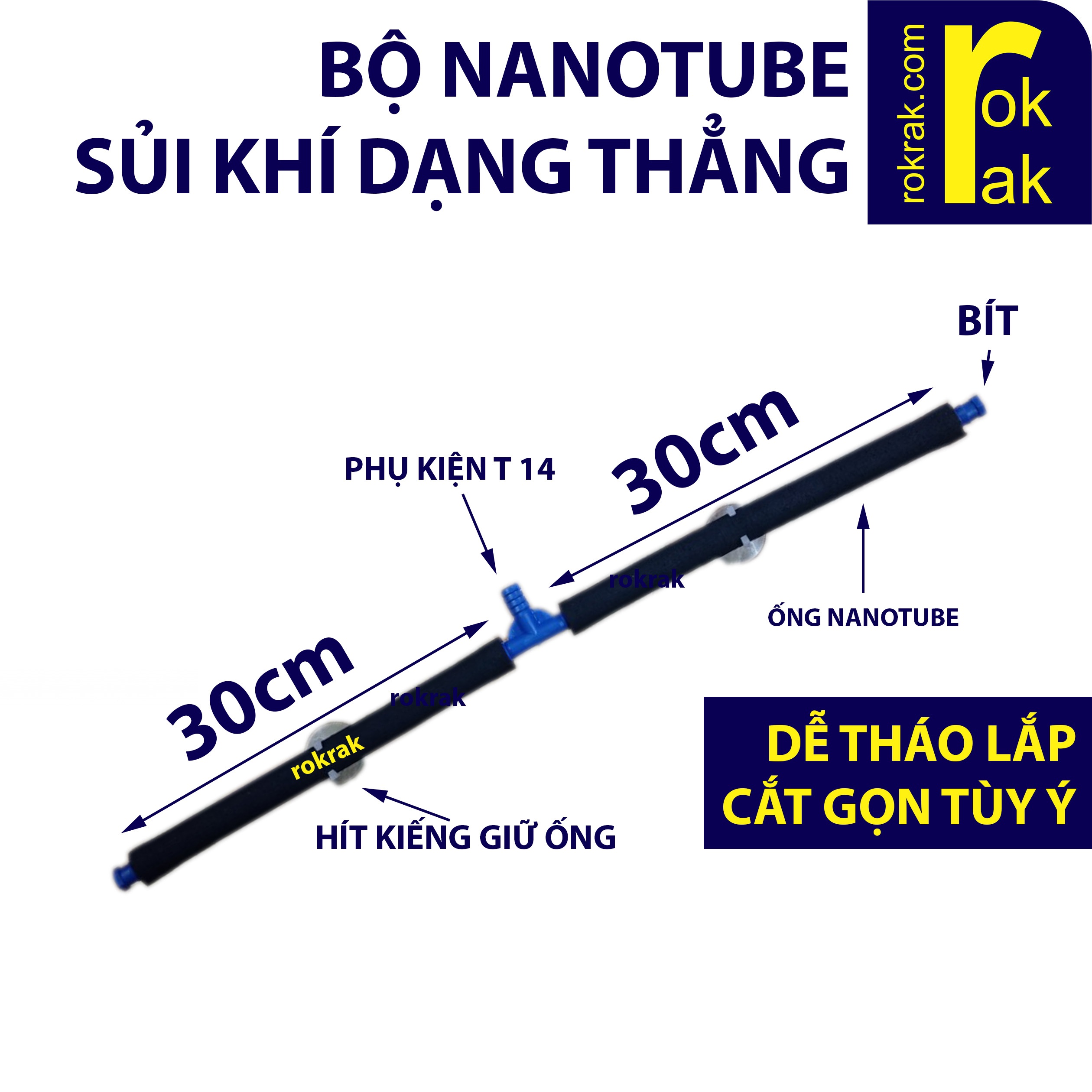 [HCM]Bộ ống sủi nano tube dạng thẳng 60T14 (oxy nanotube dạng thẳng) cấp khí phi 14 (LƯU Ý: đây không phải ống dẫn khí)