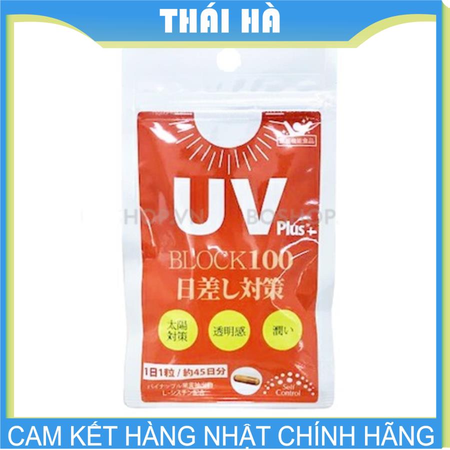 [HCM]Viên Uống Chống Nắng UV Plus+ Block100 Nhật Bản 45 Viên giúp tăng cường khả năng chống nắng cho da, bảo vệ làn da của bạn từ sâu bên trong.