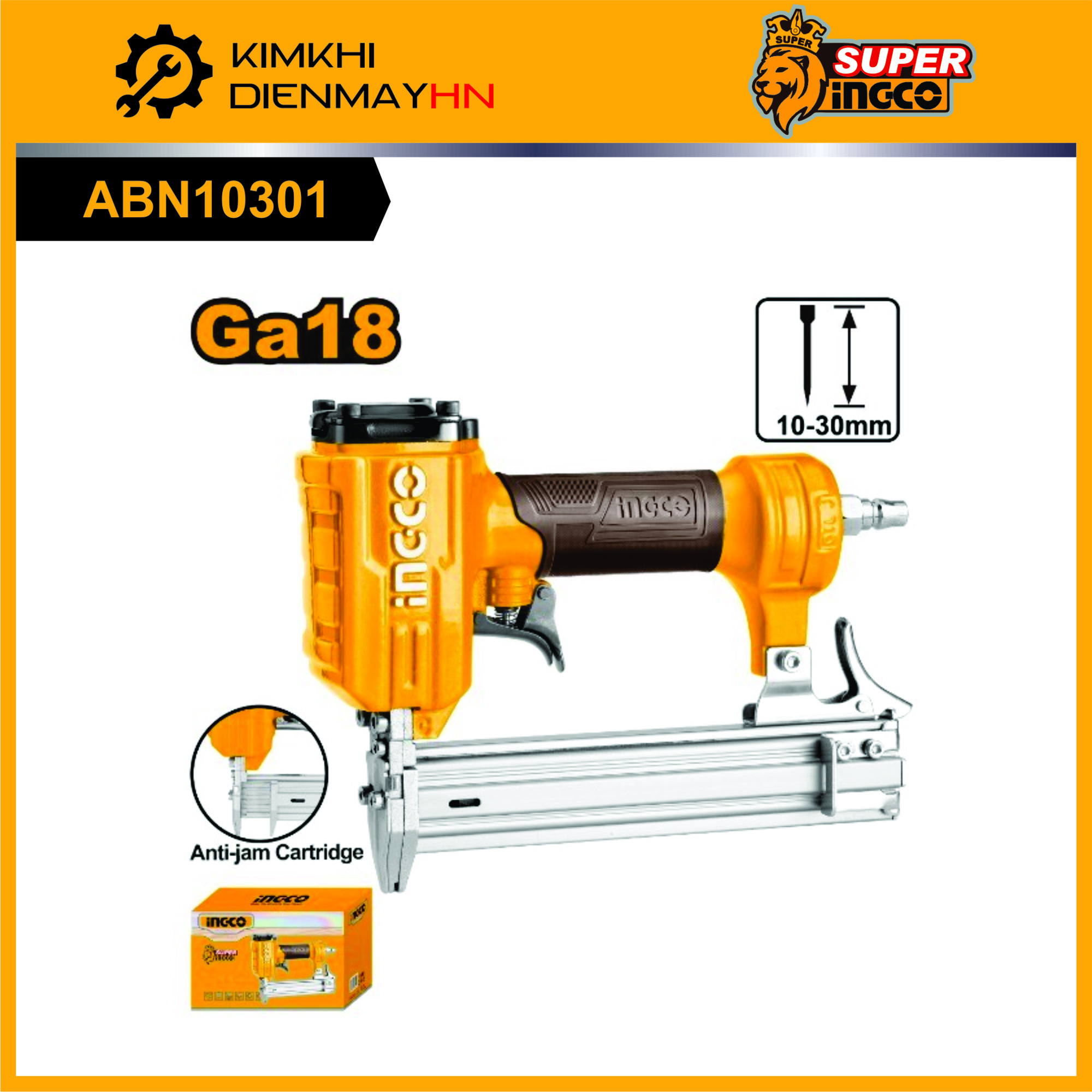 Súng bắn đinh thẳng khí nén INGCO ABN10301 (có cò an toàn), INGCO ABN10301-3