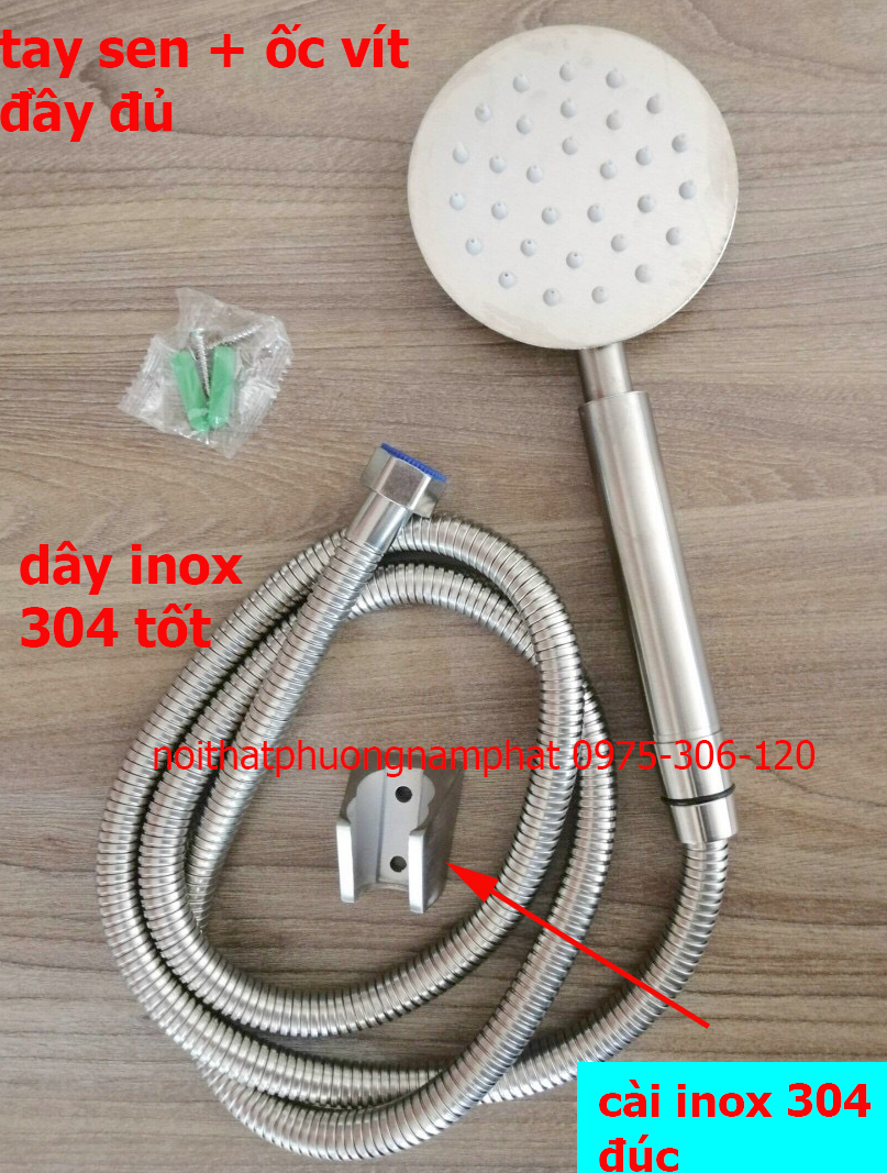 [HCM][GIÁ HỦY DIỆT] Tay Sen Tắm Vòi Hoa Sen INOX 304 TS2 và Dây Sen và Cài Sen TAY SEN INOX TRÒN tia nước to phun nước mạnh nhiều