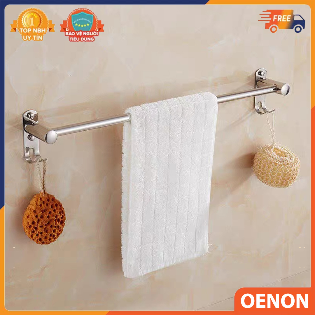 Kệ vắt khăn tắm Inox 304, Thanh treo khăn nhà tắm lắp đặt dán tường tặng kèm bộ vít nở