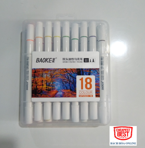 Bút Marker, Lông Màu, Highlighter, Calligraphy 18 Màu, Nhỏ Gọn, Xinh Xắn, 2 Đầu BaoKe MS 2923-18