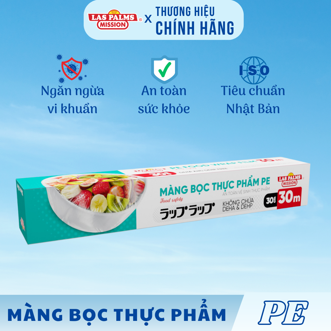 Màng bọc thực phẩm Las Palms 30cmx30m chính hãng Moriitalia MBTP00030102 - Chất liệu PE, Date mới