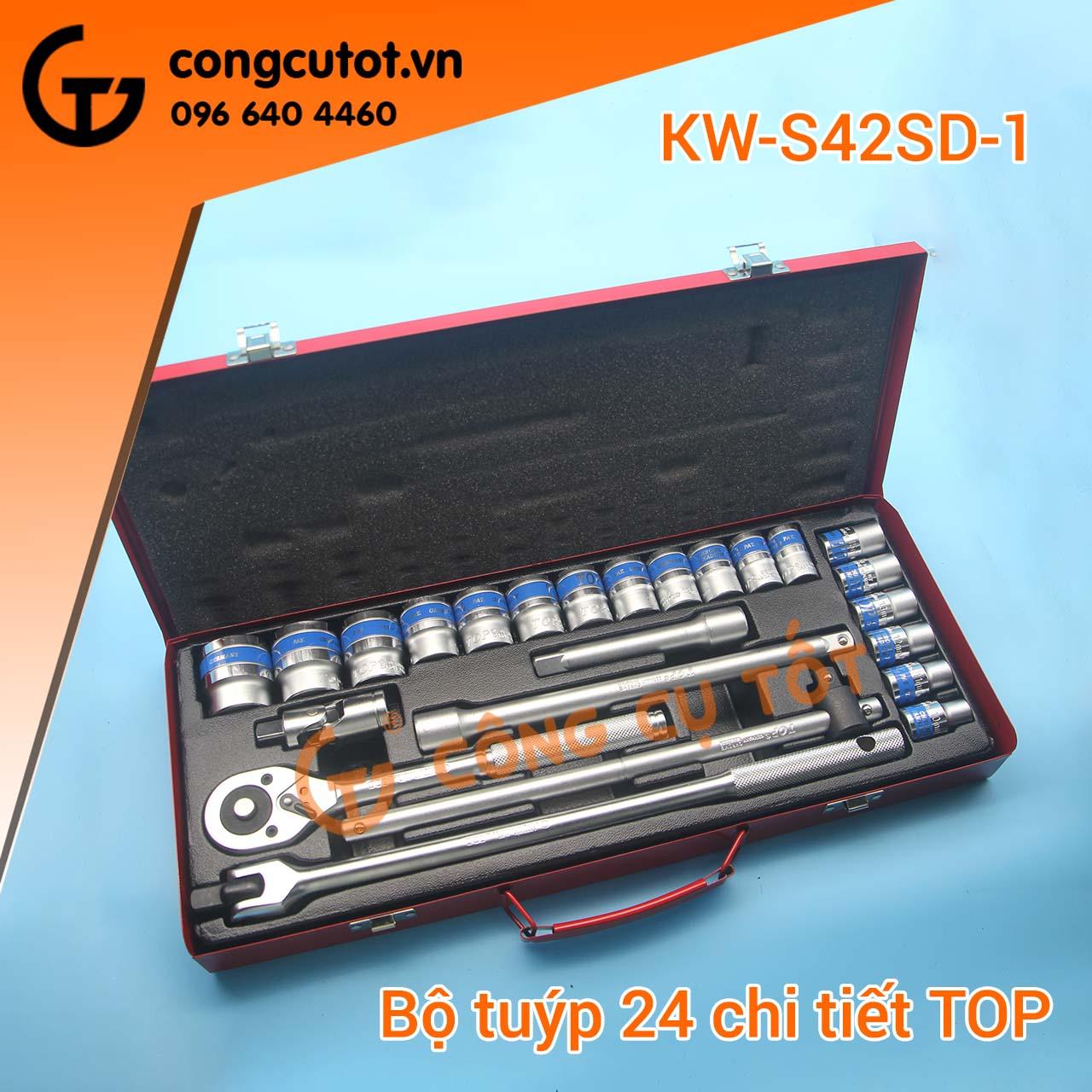 Bộ tuýp 24 chi tiết hệ mét top kw-s424d-1