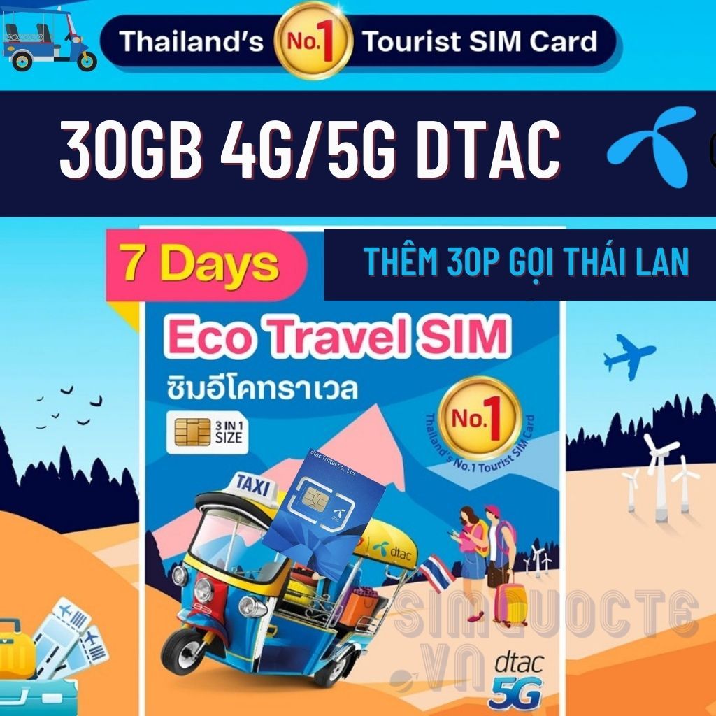 SIM DU LỊCH THÁI LAN INTERNET TỐC ĐỘ CAO 5 HOẶC 7 NGÀY MẠNG DTAC