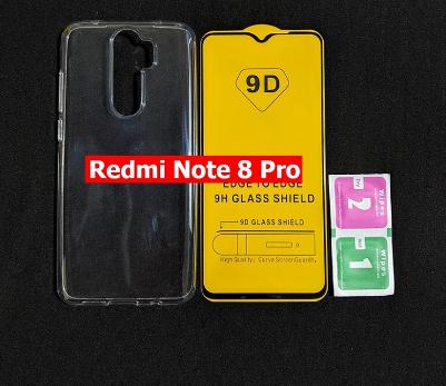 Bộ kính cường lực full màn hình ốp lưng dẻo Xiaomi Redmi Note 8 Pro