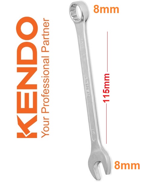 Khóa 8 cờ lê vòng miệng 8mm dài 115mm crv din 3113 kendo 15308