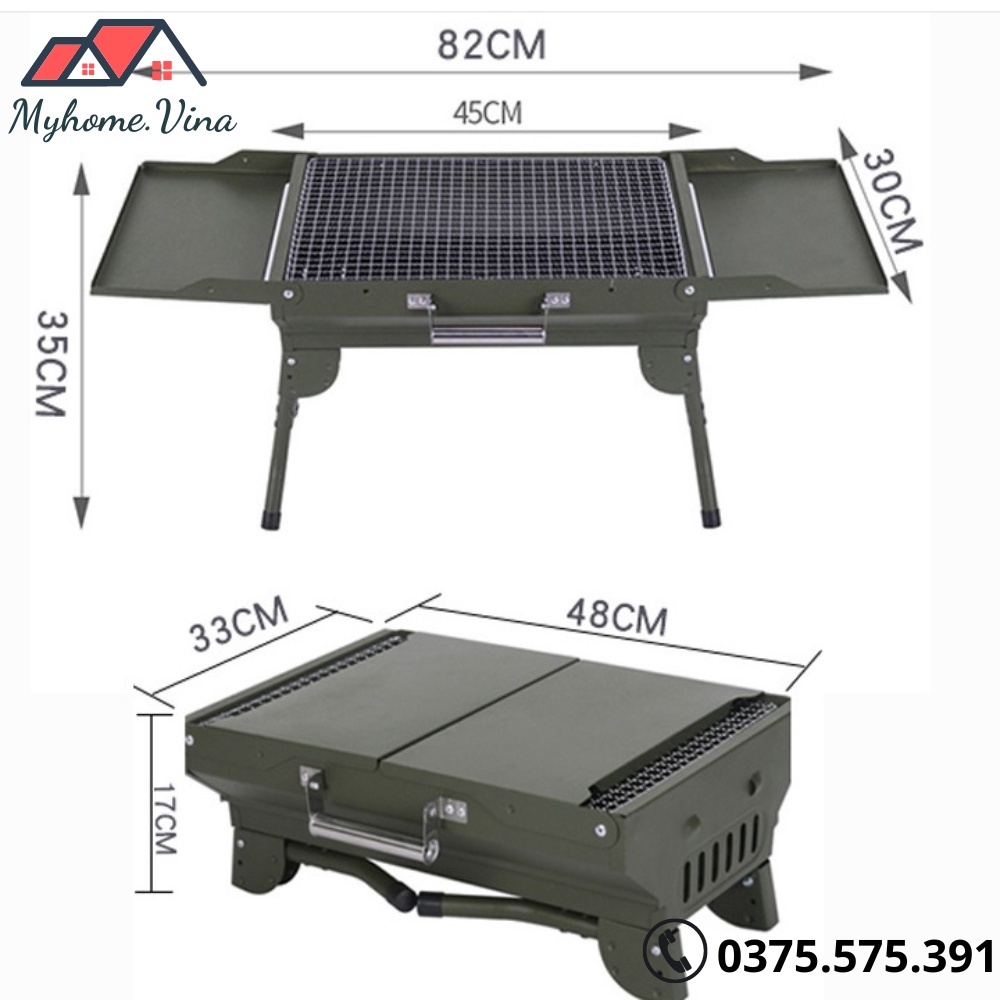 Bếp nướng than hoa BBQ gấp gọn mang đi du lịch, cắm trại, dã ngoại, Bếp nướng gấp gọn ngoài trời tiện lợi