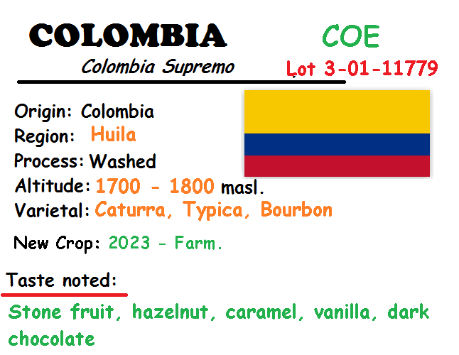 Hạt - 2 túi 250 gram - hạt cà phê arabica - colombia supremo - rang mộc pha espresso, cold brew, ....