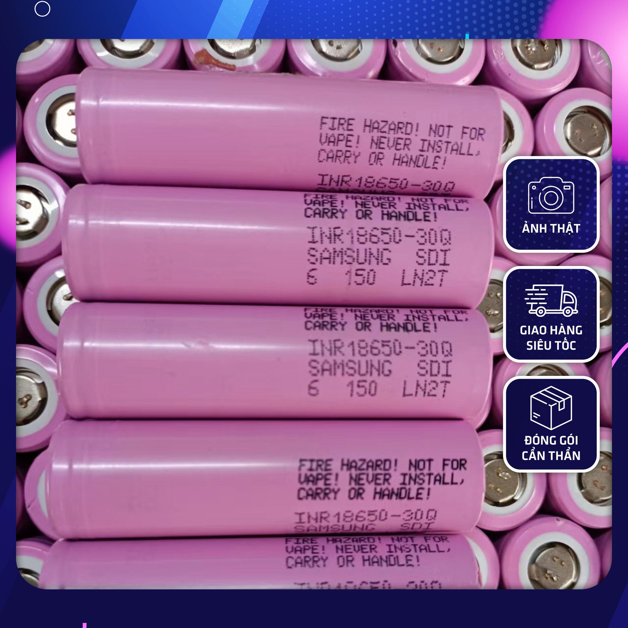 Pin 18650 Samsung 33Q dung lượng 3200mAh - 3.7V xả 20A ,Tặng thêm cell, Tháo khối