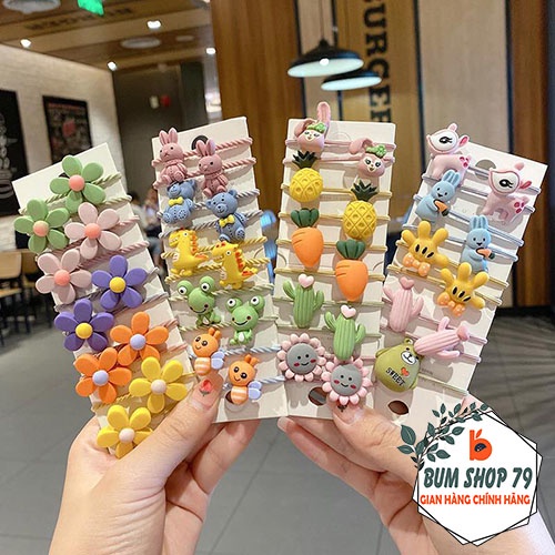 Set 10 dây buộc tóc cho bé Hàn Quốc nhiều hình dễ thương