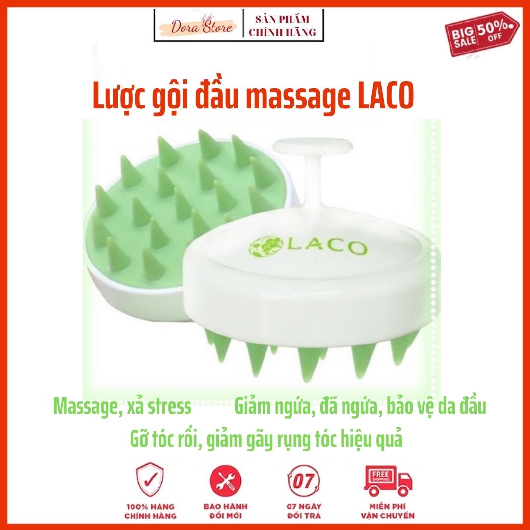 Lược gội đầu massage LACO Silicon cao cấp phiên bản đặc biệt đã ngứa, xả stress, bảo vệ da đầu, gỡ tóc rối, giảm gãy rụng tóc hiệu quả bằng lược Silicon Laco sợi Silicon siêu mềm giảm gàu, gãy rụng tóc  Dorastore