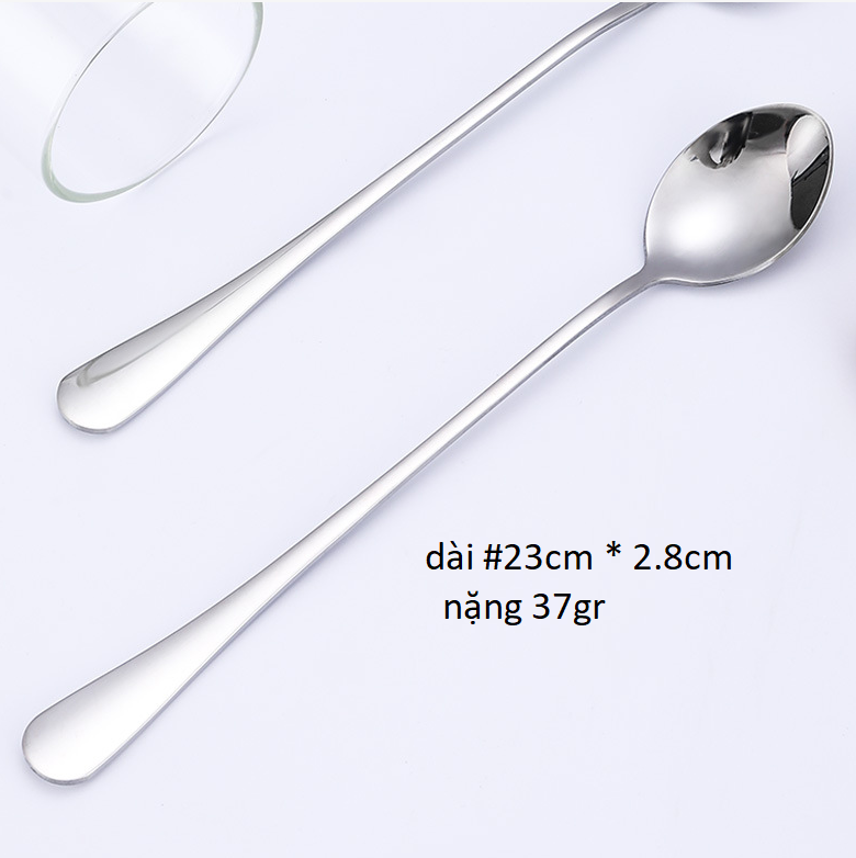(1cái)Thìa Gia Rẻ Inox Chanh Đá Trà Đào Cà Phê Muỗng Khuấy Cán Dài 20-23cm Dày Dặn Siêu Đẹp