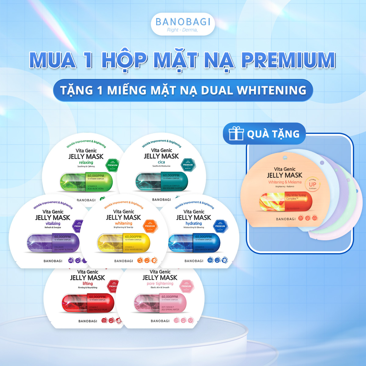 COMBO 10 Miếng Mặt Nạ PREMIUM BANOBAGI Thế Hệ Mới, Dưỡng Da Chuyên Sâu Dành Cho Mọi Loại Da 30ml