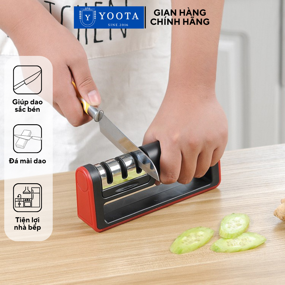 Đá mài dao kéo 3 rãnh cao cấp dụng cụ mài dao cầm tay thông minh đồ gia dụng nhà bếp