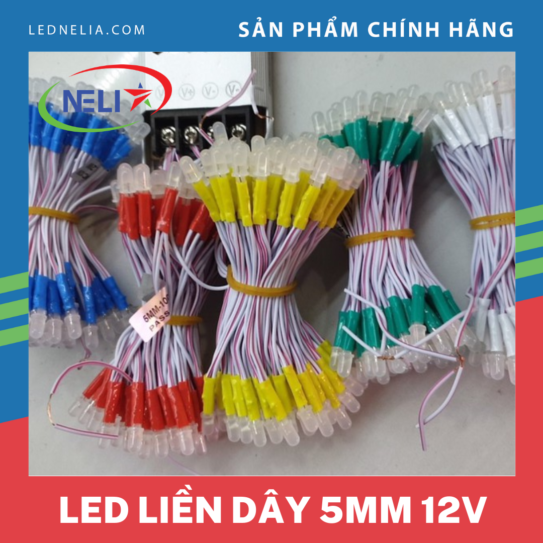 Led liền dây (led ruồi) 5mm điện áp 12V làm biển vẫy quảng cáo, tiết kiệm điện áp, bền màu.