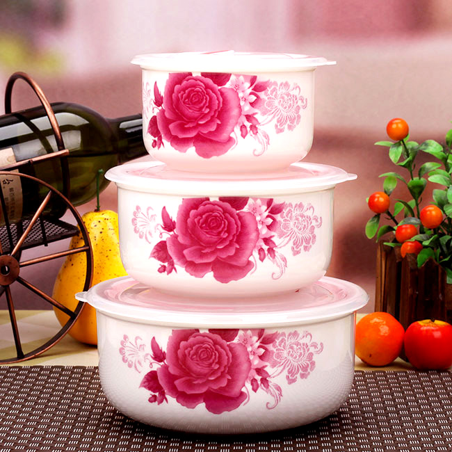 ComBo 3 Thố Sứ Có Nắp Silicon Cao Cấp