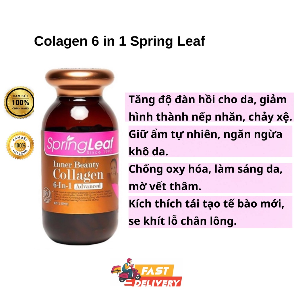 Viên uống Collagen tổng hợp 6 in 1 Spring Leaf Inner Beauty 180 Viên của Úc