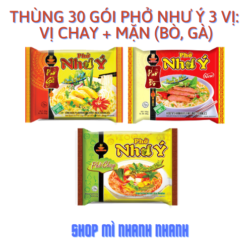 Thùng 30gói phở như ý 2 loại chay + mặn
