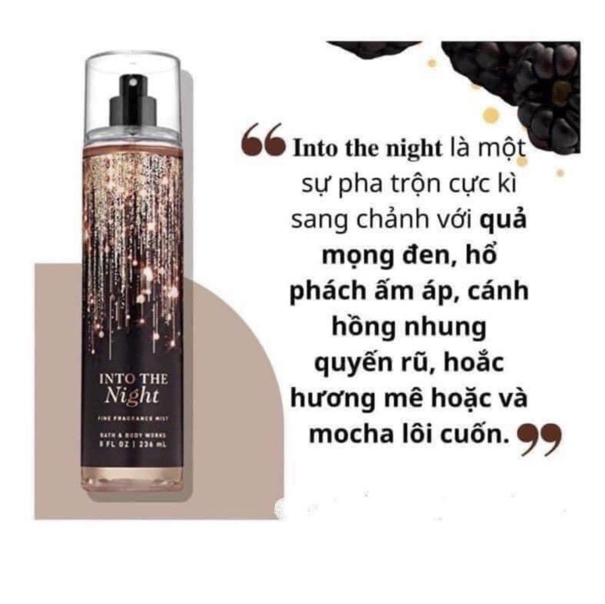 Xịt thơm into the night bath and body works chai cao 236ml cực thơm