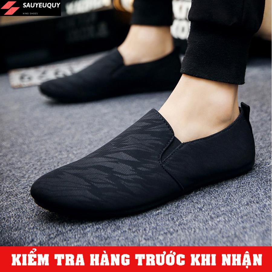 Giày Lười Nam Hàn Quốc Màu Đen Giày lười vải Nam phong cách
