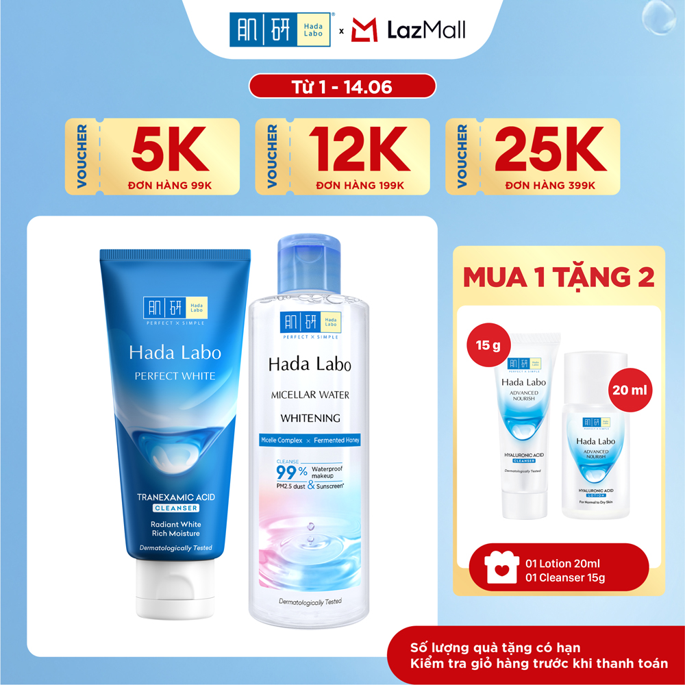 [VB] Bộ đôi Nước tẩy trang  sữa rửa mặt sạch sâu dưỡng trắng tối ưu Hada Labo