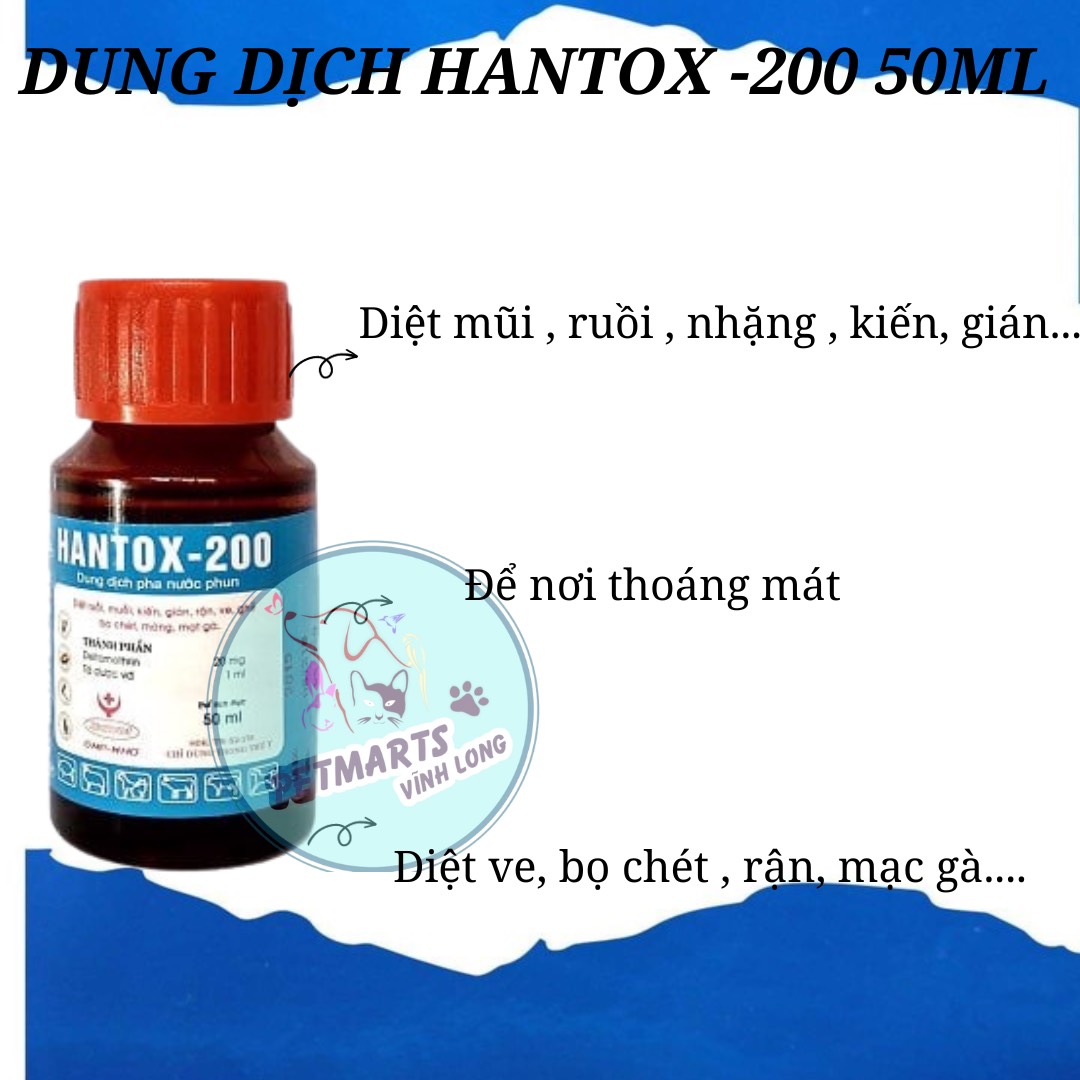 HANTOX 200-50ml ĐẶC TRỊ VE CHÓ, BỌ CHÉT,BỌ CHÓ