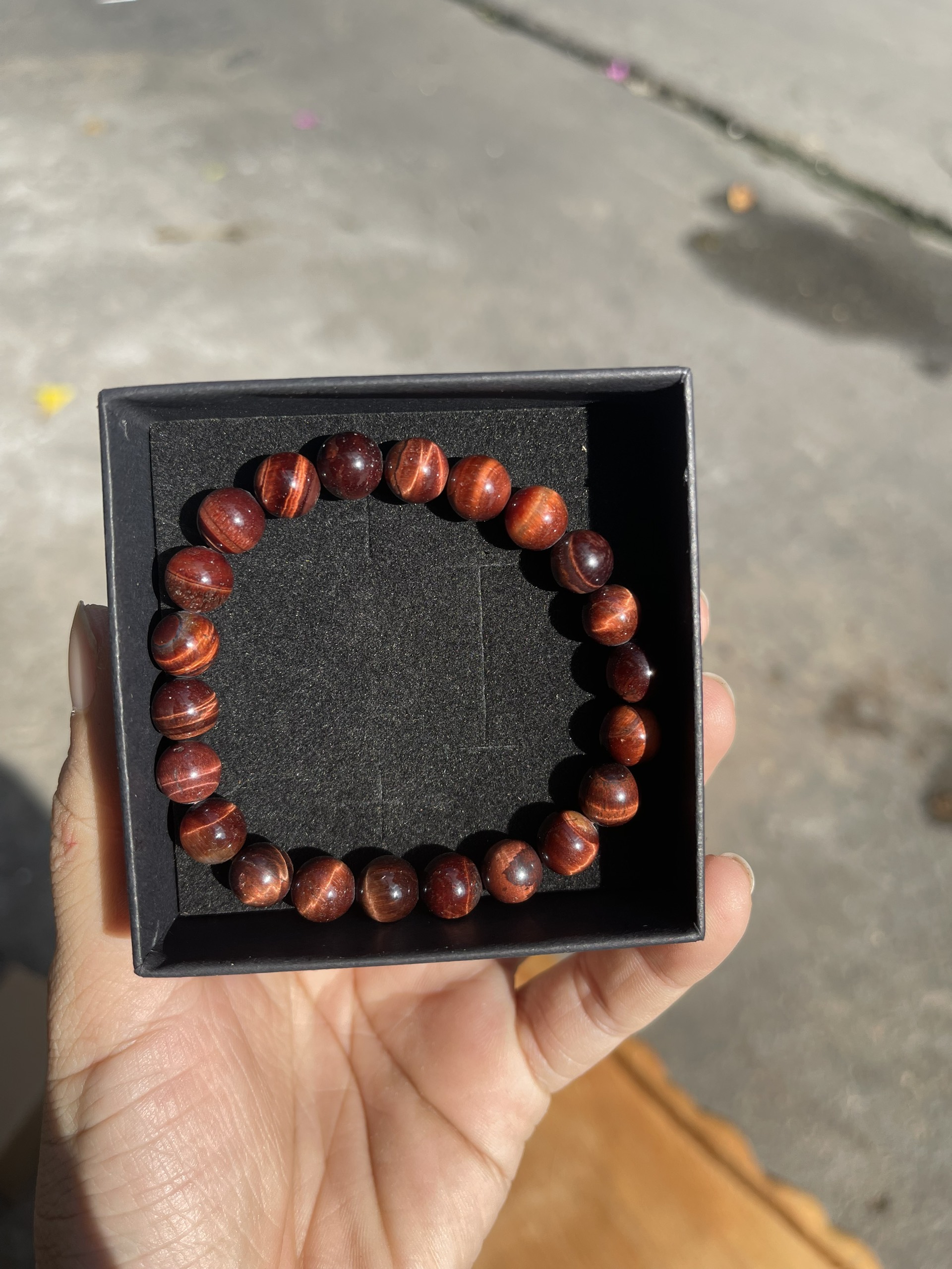 Vòng tay đá mắt hổ đỏ – red tiger eye, size 8-10mm, loại vòng đơn | vòng tay phong thủy | cada decor
