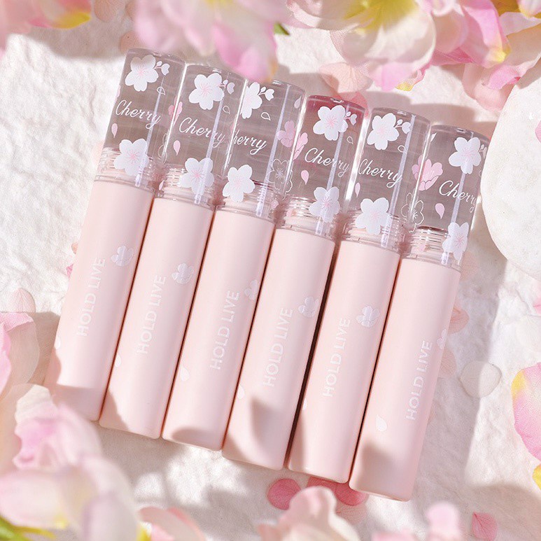 Son kem lì nắp trong suốt hoa anh đào hold live flower sakura velvet matte