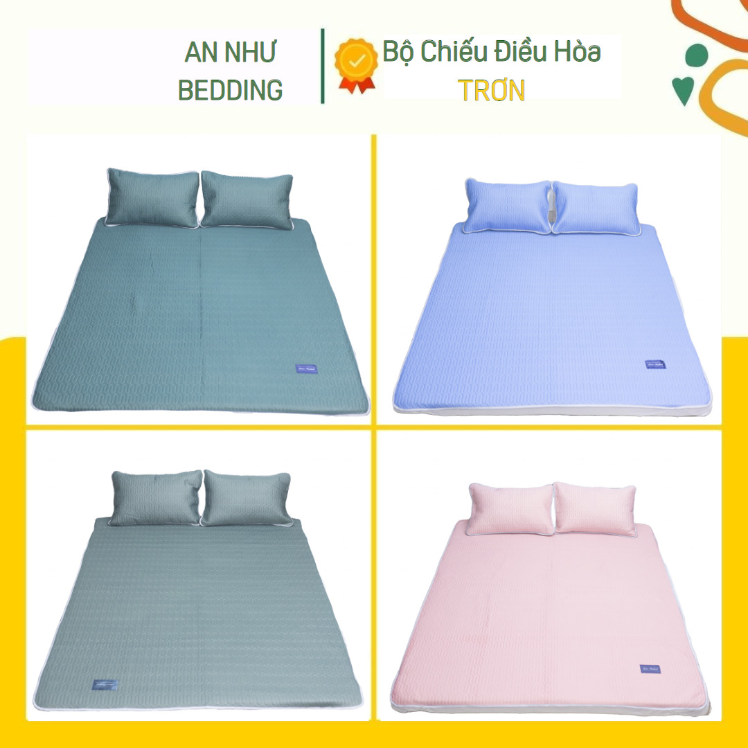 Chiếu điều hòa cao su non, 1 chiếu trải giường + 2 vỏ gối nằm 50x70cm An Như Bedding