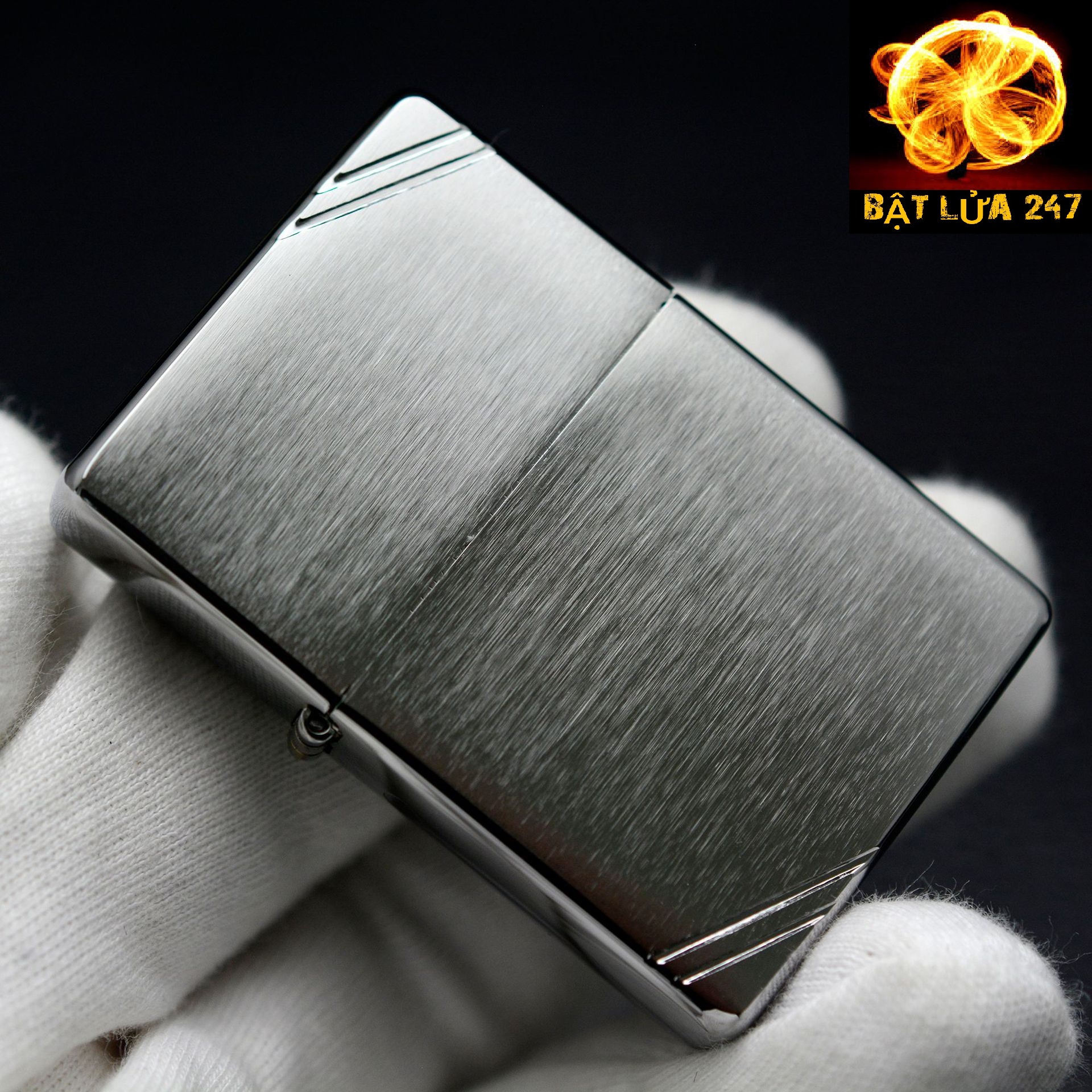Bật lửa Zippo Vintage Brushed Chrome - Chính hãng USA có tem đỏ