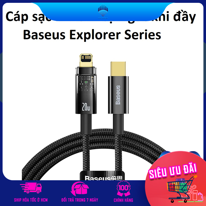 Cáp Sạc nhanh Tự Ngắt Gen2 Baseus Explorer Series cho iPhone/ iPad