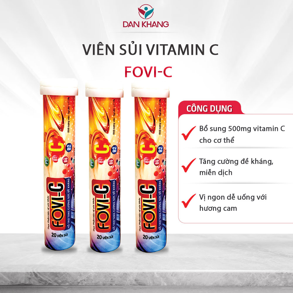 Viên sủi c bổ sung vitamin c fovi-c dan khang hàm lượng 500mg c - tuýp 20 viên