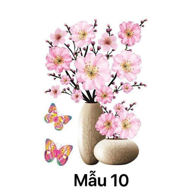Decal 3D Bình hoa tranh nổi trang trí tết 2022 (12 mẫu)-Bình Hoa 10