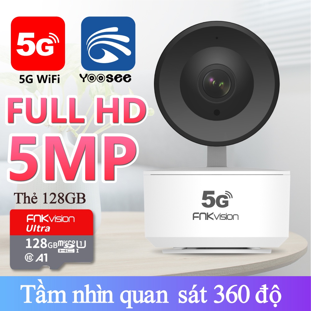 ( New 2023 ) Camera IP Wifi Yoosee 5G 10 LED Fnkvision 5.0Mpx Full HD- Quan Sát 360 Độ- Phiên Bản Ti