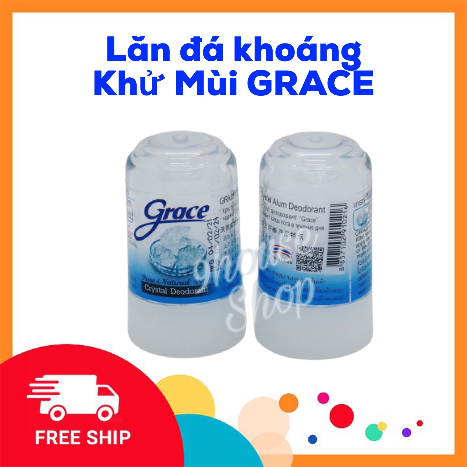 Lăn Đá Khoáng Khử Mùi GRACE Thái lan khử mùi, hết mồ hôi, khô thoáng - OANH VŨ
