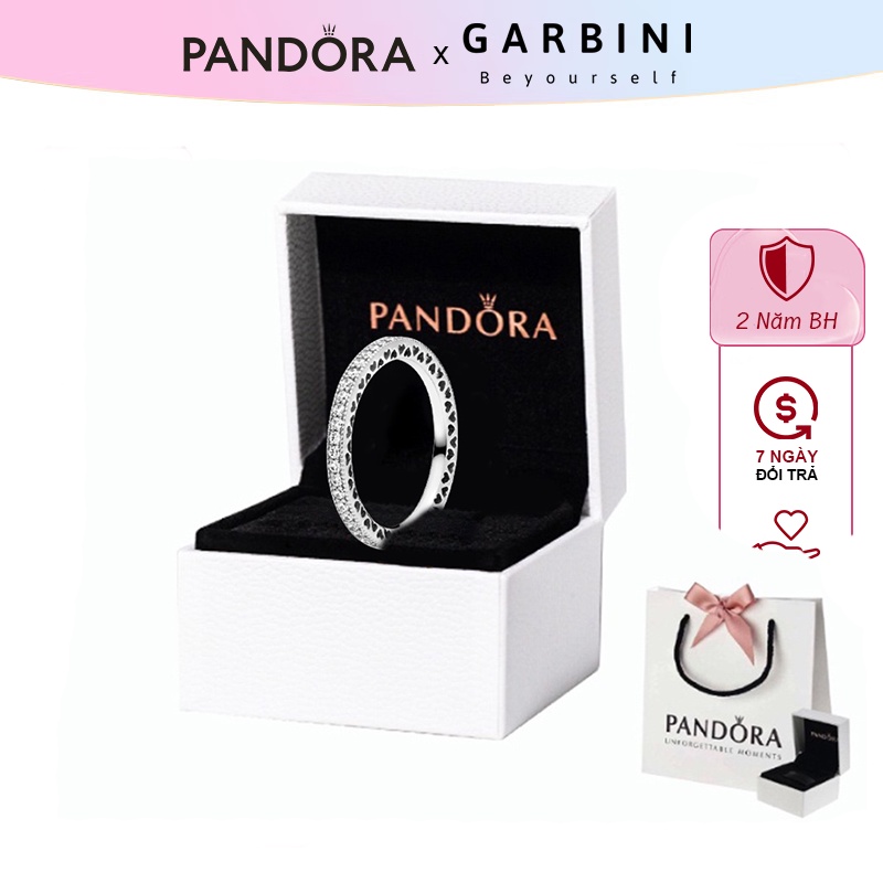 Nhẫn pandora sparkle & hearts sliver ring 8051sv - nhẫn nữ pandora hàng fullbox bạc s925 ale