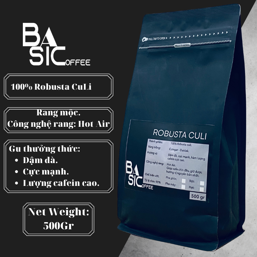 Cà Phê Culi Robusta Nguyên Hạt Cafe Đăk Lăk Nguyên Chất Rang Mộc 100% Ogranic Bassic Coffee Gu Mạnh Đậm Đà Cafe Buôn Ma Thuột