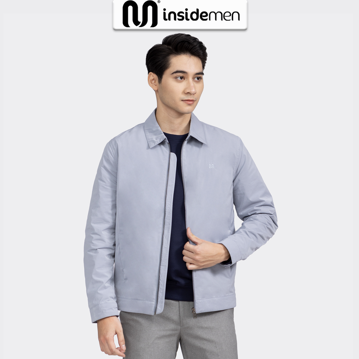 Áo khoác gió nam cao cấp insidemen ijk018w2 - áo khoác dài tay cổ bẻ nam 2022 đẹp - áo khoác gió mùa đông ijk018w2