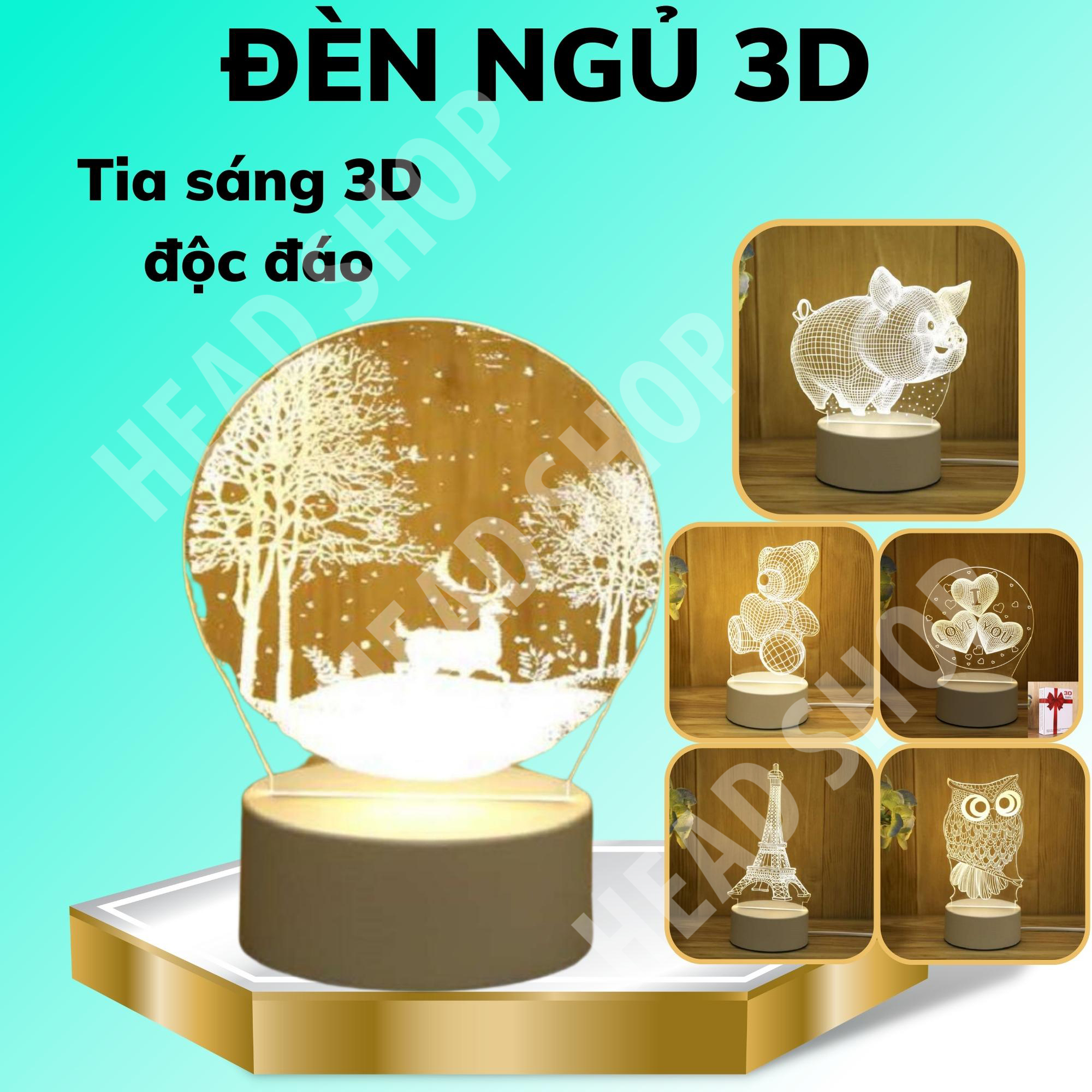 Đèn ngủ 3d led nhiều mẫu hình cực đẹp lamp 3d trang trí phòng ngủ