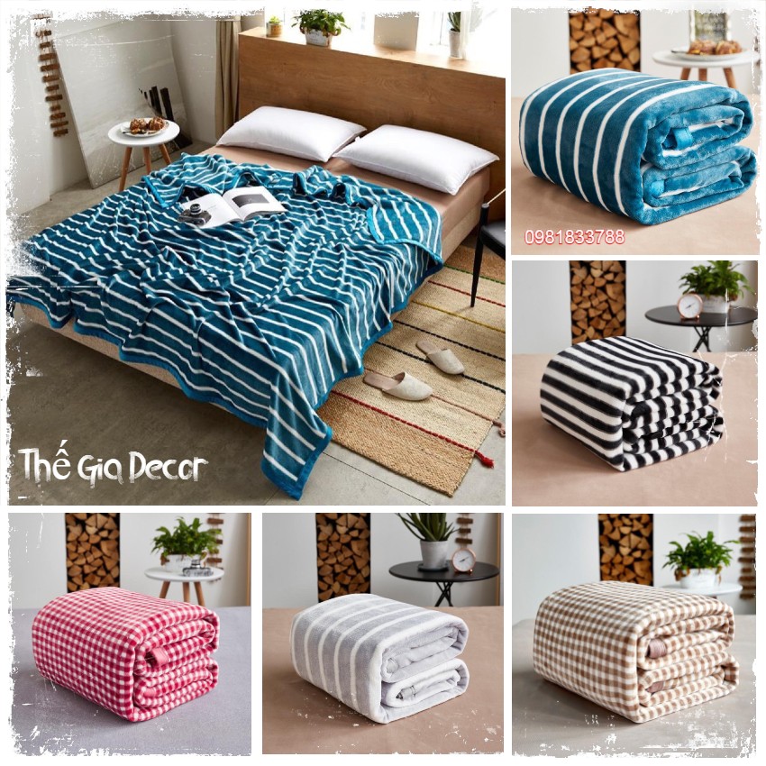 Chăn Tuyết Nhung Muji Kẻ Hot 2020 (  2m ́* 2m3 )