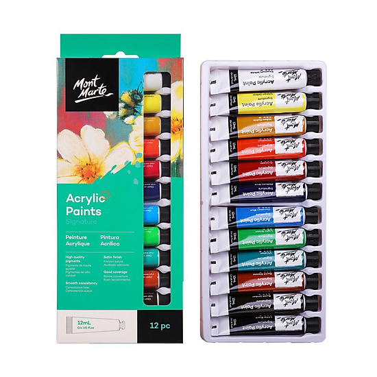 Bộ màu vẽ acrylic, Mont marte, 12 màu, 12ml/tuýp