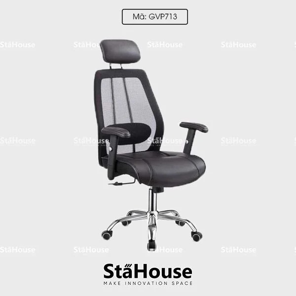 [FREESHIP]Ghế Văn Phòng chân xoay lưng lưới GVP713 vuông chắc chắn, ghế làm việc Stahouse