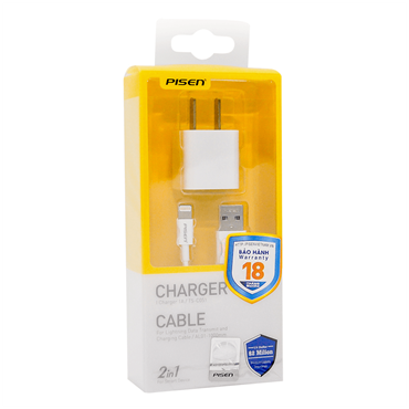 Combo Dây cáp Bộ củ cáp Lightning Pisen 1A- Bảo hành chính hãng 12 tháng