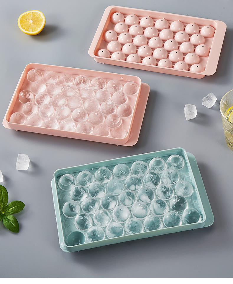 Khay Làm Đá Tròn 33 Ô Kèm Nắp Đậy Chống Ám Mùi Tủ Lạnh Có Thể Làm Khuông Rau Câu Làm Bánh Tiện Lợi