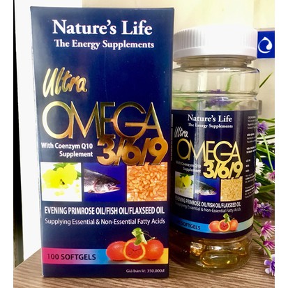 Viên dầu cá Omega 369 Nature Life Bổ não sáng mắt khỏe mạnh tim mạch tăng cường trí nhớ - Hộp 100 viên