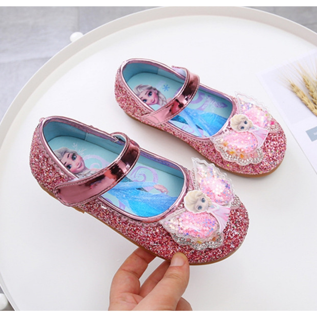 Giày Cho Bé Gái ❤️ Giày Búp Bê Bé Gái Đế Bệt Công Chúa Elsa Cánh Tiên Lấp Lánh EL02