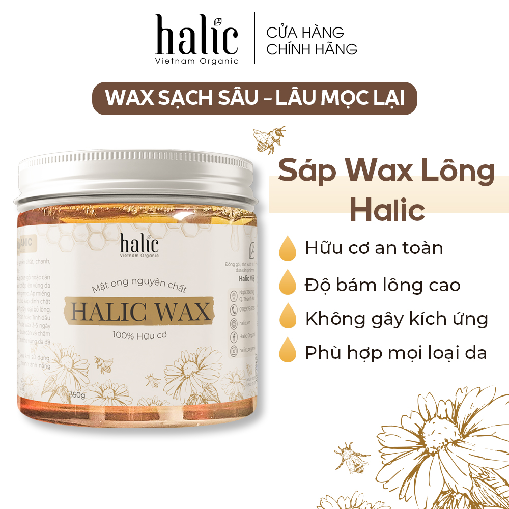 Sáp wax lông Halic Organic 350G wax lông nách, bikini, vùng kín, chân tay, ria mép, body, an toàn hiệu quả tại nhà